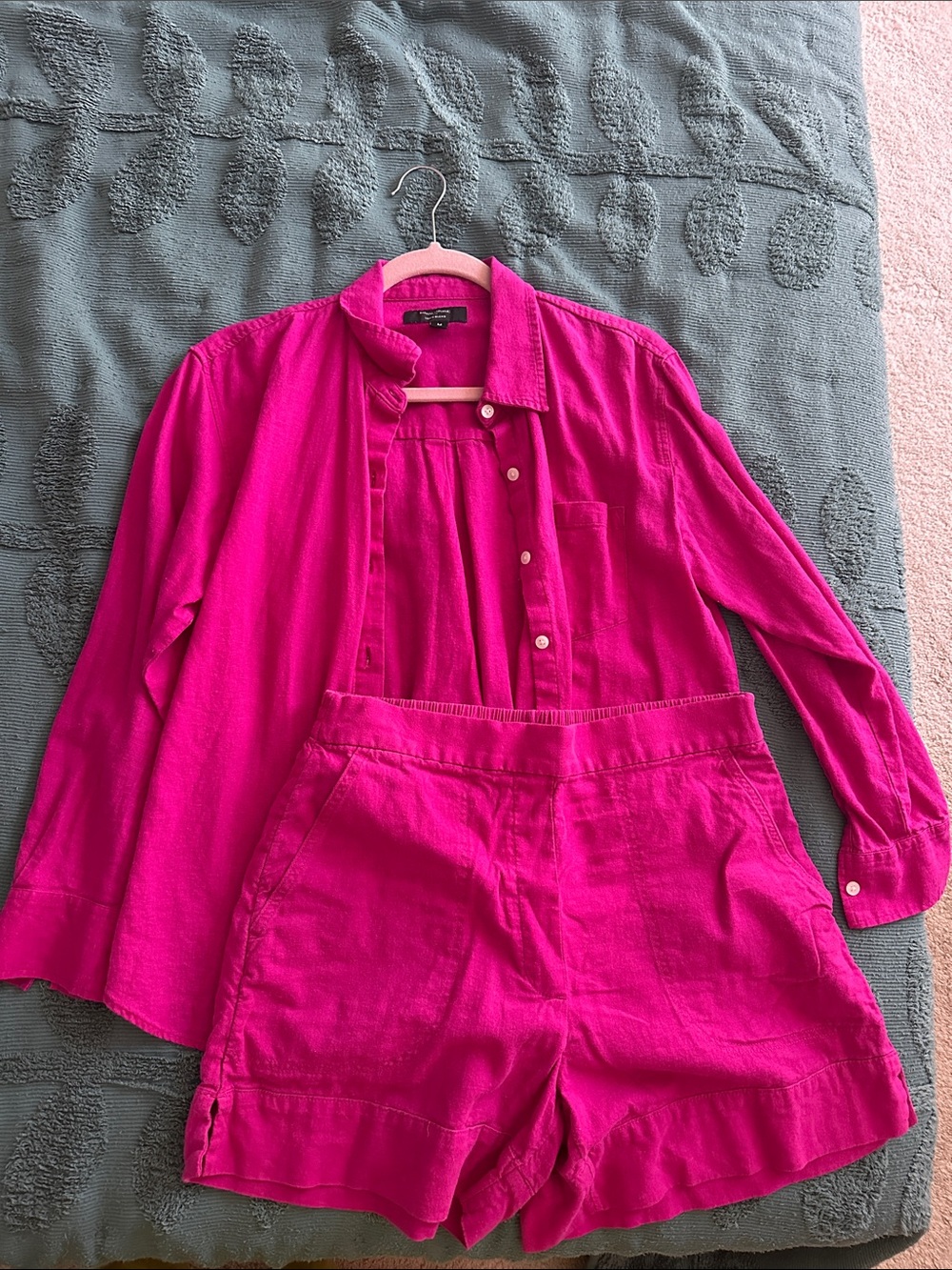 Banana Republic linen blend button down and short set medium